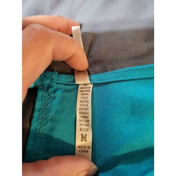 Col story  crew neck teal short tulip sleeve with elastic hem top size M - Picture 8 of 9